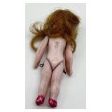 Vintage Miniature Dollhouse Bathtub and Jointed Doll