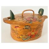 Vintage Wooden Swedish Hand Painted Tine Box