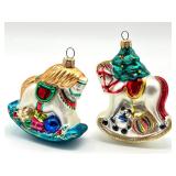 Two Vintage Polonaise Rocking Horse Ornaments
