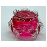 Antique Hand Blown Cranberry Glass Salt Dish