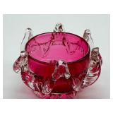 Antique Hand Blown Cranberry Glass Salt Dish
