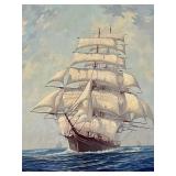 Vintage Framed American Clipper Original Oil Painting by Arthur Small