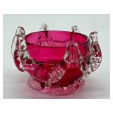 Antique Hand Blown Cranberry Glass Salt Dish