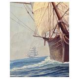 Vintage Framed American Clipper Original Oil Painting by Arthur Small