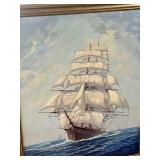 Vintage Framed American Clipper Original Oil Painting by Arthur Small