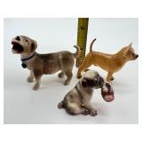Three Miniature Vintage Collectible Dog Figurines