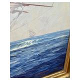 Vintage Framed American Clipper Original Oil Painting by Arthur Small