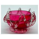 Antique Hand Blown Cranberry Glass Salt Dish