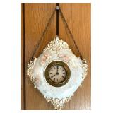 Vintage New Haven Hand Painted Porcelain Hanging Clock