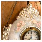 Vintage New Haven Hand Painted Porcelain Hanging Clock