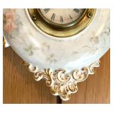 Vintage New Haven Hand Painted Porcelain Hanging Clock