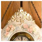 Vintage New Haven Hand Painted Porcelain Hanging Clock