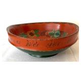 Two Vintage Wooden Norwegian Hand Painted Rosemaling Bowls