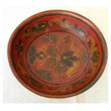 Two Vintage Wooden Norwegian Hand Painted Rosemaling Bowls