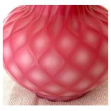 Vintage Victorian Pink Quilted Cut Velvet Satin Glass Vase