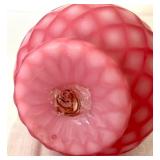 Vintage Victorian Pink Quilted Cut Velvet Satin Glass Vase