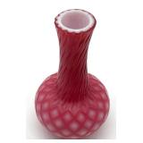 Vintage Victorian Pink Quilted Cut Velvet Satin Glass Vase