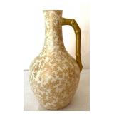 Elegant Antique Royal Worcester Handled Vase with Faux Bamboo Gilded Handle