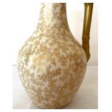 Elegant Antique Royal Worcester Handled Vase with Faux Bamboo Gilded Handle