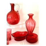 Four Pieces of Antique Cranberry Glassware
