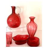 Four Pieces of Antique Cranberry Glassware