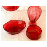 Four Pieces of Antique Cranberry Glassware