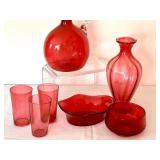 Four Pieces of Antique Cranberry Glassware
