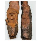 Pair of Hand Carved Decorative Wood Pieces