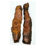 Pair of Hand Carved Decorative Wood Pieces