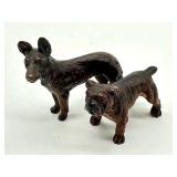 Two Antique Austria Dog Bronze Figurines