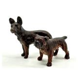 Two Antique Austria Dog Bronze Figurines