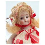 Antique Miniature Bisque German Doll and Chair