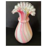 Three Pieces of Antique Victorian Glassware including a Victorian Rainbow Splash Vase