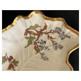 Antique Royal Worcester Blush Ivory Porcelain Leaf Shaped Dish