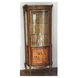 Antique French Inlaid Curio with Bronze Mounts