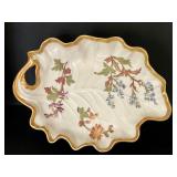 Antique Royal Worcester Blush Ivory Porcelain Leaf Shaped Dish