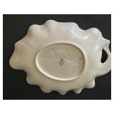 Antique Royal Worcester Blush Ivory Porcelain Leaf Shaped Dish