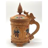 Vintage Hand Carved Wooden Norwegian Stein