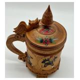 Vintage Hand Carved Wooden Norwegian Stein