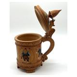 Vintage Hand Carved Wooden Norwegian Stein