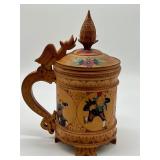 Vintage Hand Carved Wooden Norwegian Stein