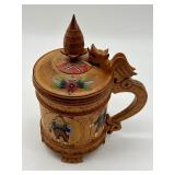 Vintage Hand Carved Wooden Norwegian Stein