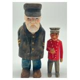 Two Vintage Hand Carved Wooden Figurines