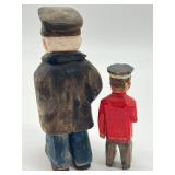 Two Vintage Hand Carved Wooden Figurines