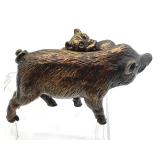 Vintage Miniature Austria Bronze Pig Figurine