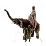 Austrian Vienna Bronze Miniature Figurine Elephant with Rider