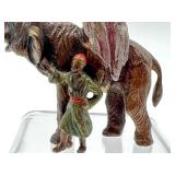 Austrian Vienna Bronze Miniature Figurine Elephant with Rider