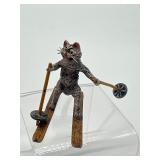 Antique Austrian Vienna Bronze Cat Figurine with Skis