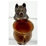 Antique Miniature Austrian Viennese Cat Figurine Miniature with Vase
