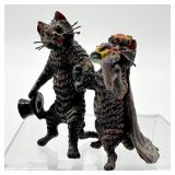 Cat Wedding Couple Vienna Bronze Figurine